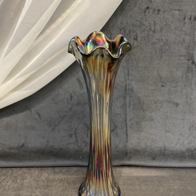 Carnival Glass Swung Vase – Amythest