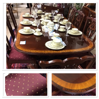 Ethan Allen Dining Table & 8 Chairs