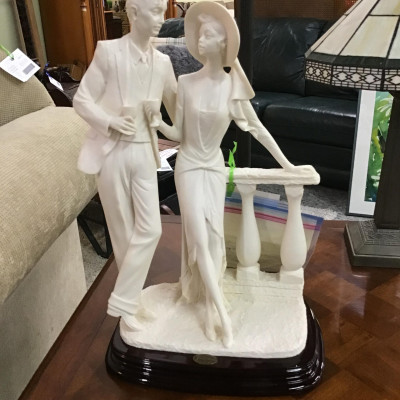 A. SANTINI Alabaster Man & Woman Sculpture
