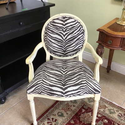 Zebra Arm Chair with Cream Frame