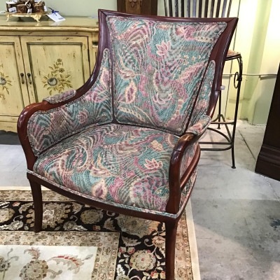 Teals/ Purples Abstract Floral Arm Chair