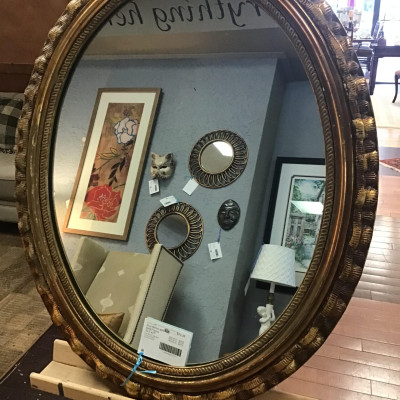 Oval Mirror with Gold Frame 33.5″x27″