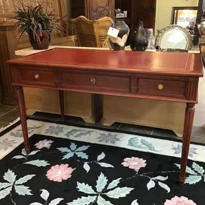 Red Leather Inlay Top Writing Desk