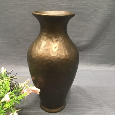 Brown Hammered-Look Ceramic Vase