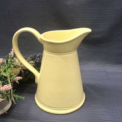 Pale Yellow Beaded Porcelain Pitcher