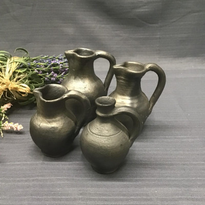 Sm. Charcoal Ceramic Jug Set of 4