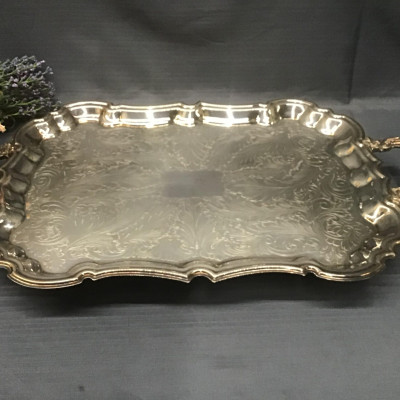 VIKING Etched Silver Plated Footed Tray
