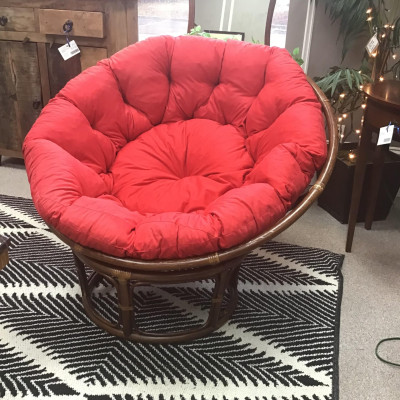 Red Rattan Papasan Chair