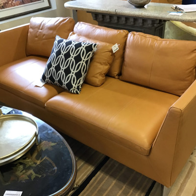 Ikea Stockholm Leather Sofa & 1 Toss Cushion