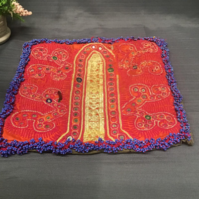 Multi-Coloured Beaded/ Embroidered Table Cover (gold steeple)