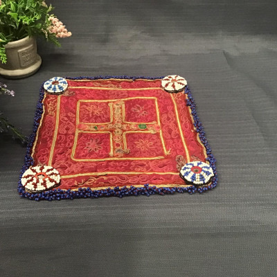 Multi-Coloured Beaded/ Embroidered Table Cover (4-corner beading)