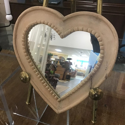 Lt. Carved Wood “Heart” Mirror