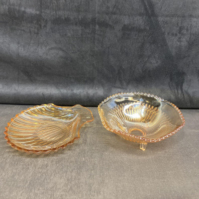 2PC Carnival Glass Dishes