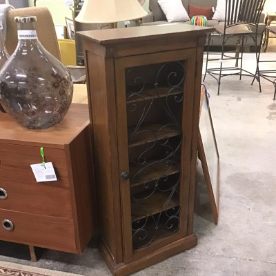 Sm. Floor-Standing Drk. Wood Display Cabinet