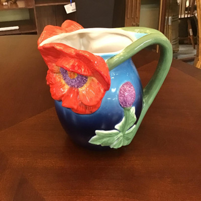 Blue/Red/Green Floral Porcelain Pitcher