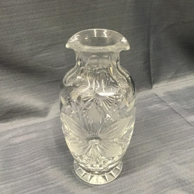 Cut Glass 9″ Floral Decanter/Vase