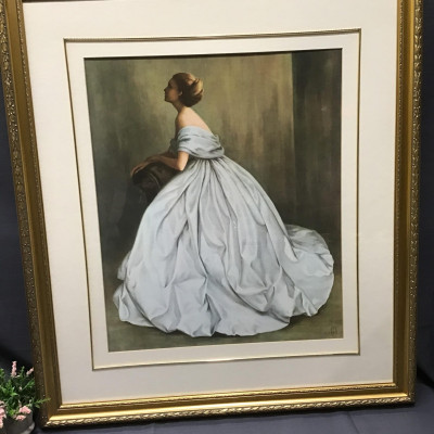 Profile of Siting Woman in White Gown