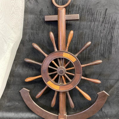 Wood Wall Decor – Ships Anchor & Wheel
