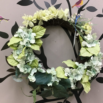 Twig Wreath with Hydrangea & Ivy