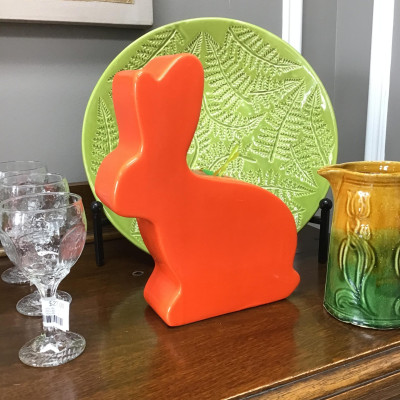 Orange Ceramic Rabbit Bank