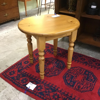 Lt. Solid Pine Wood Oval Side Table
