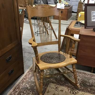 Antique Oak Wood Rocking Chair