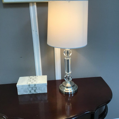 Glass Column Lamp with White Shade