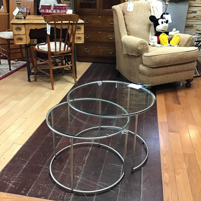 Hauser Round Glass Topped Nesting Tables