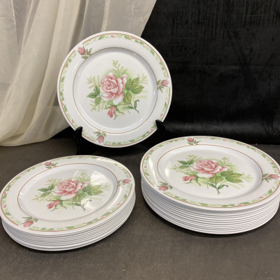 Set 24 Melamine Ware Plates – Pink Rose