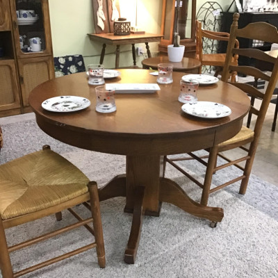 Vintage Solid Oak Round Table (only)