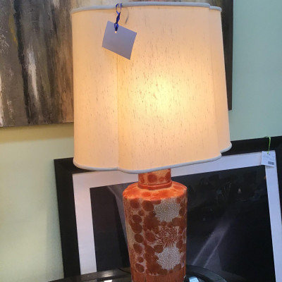 Orange Floral Chinoiserie Lamp
