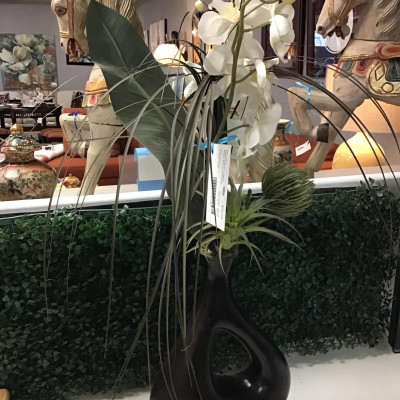 Decorative Vase with Faux Orchid