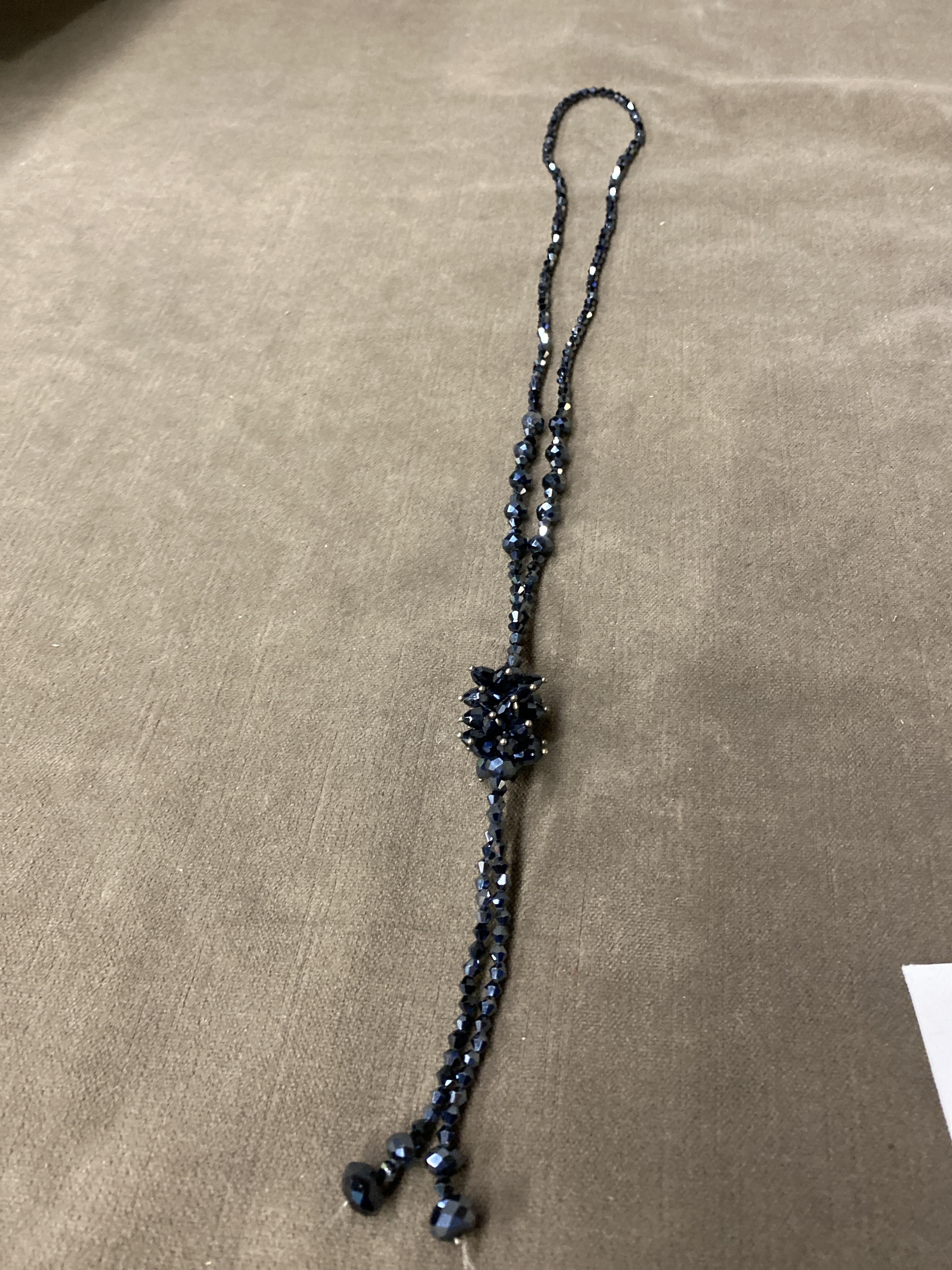 Black Glass Beaded Necklace