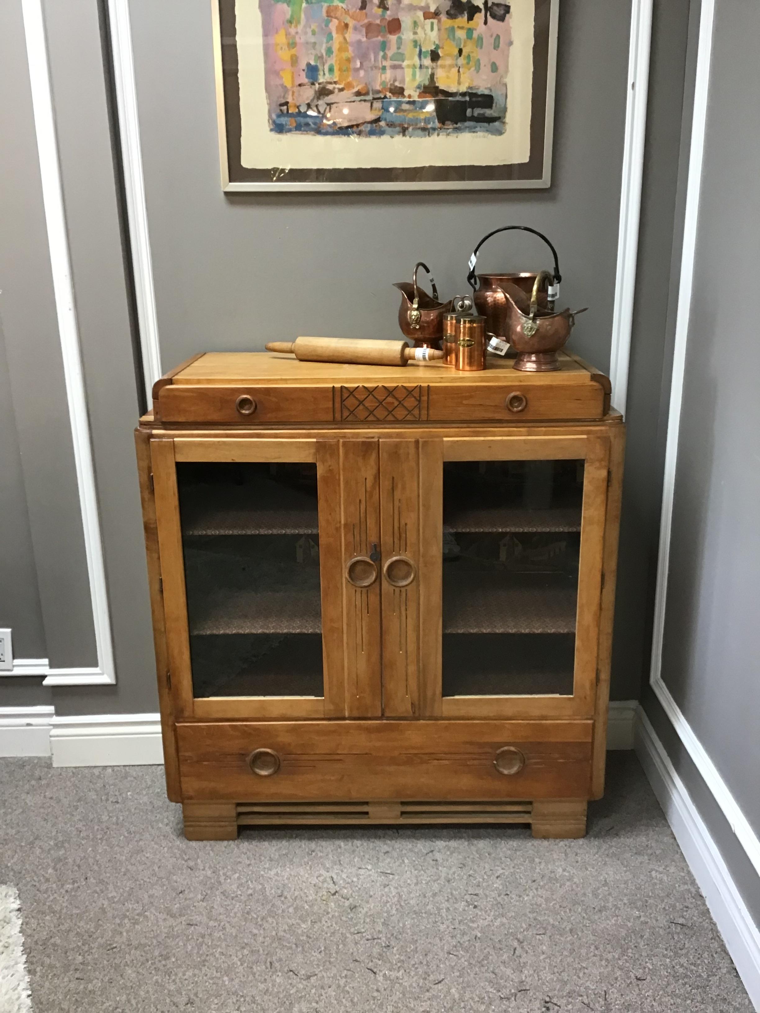 Oak Art Deco Cabinet with 2 drawers/3 shelves