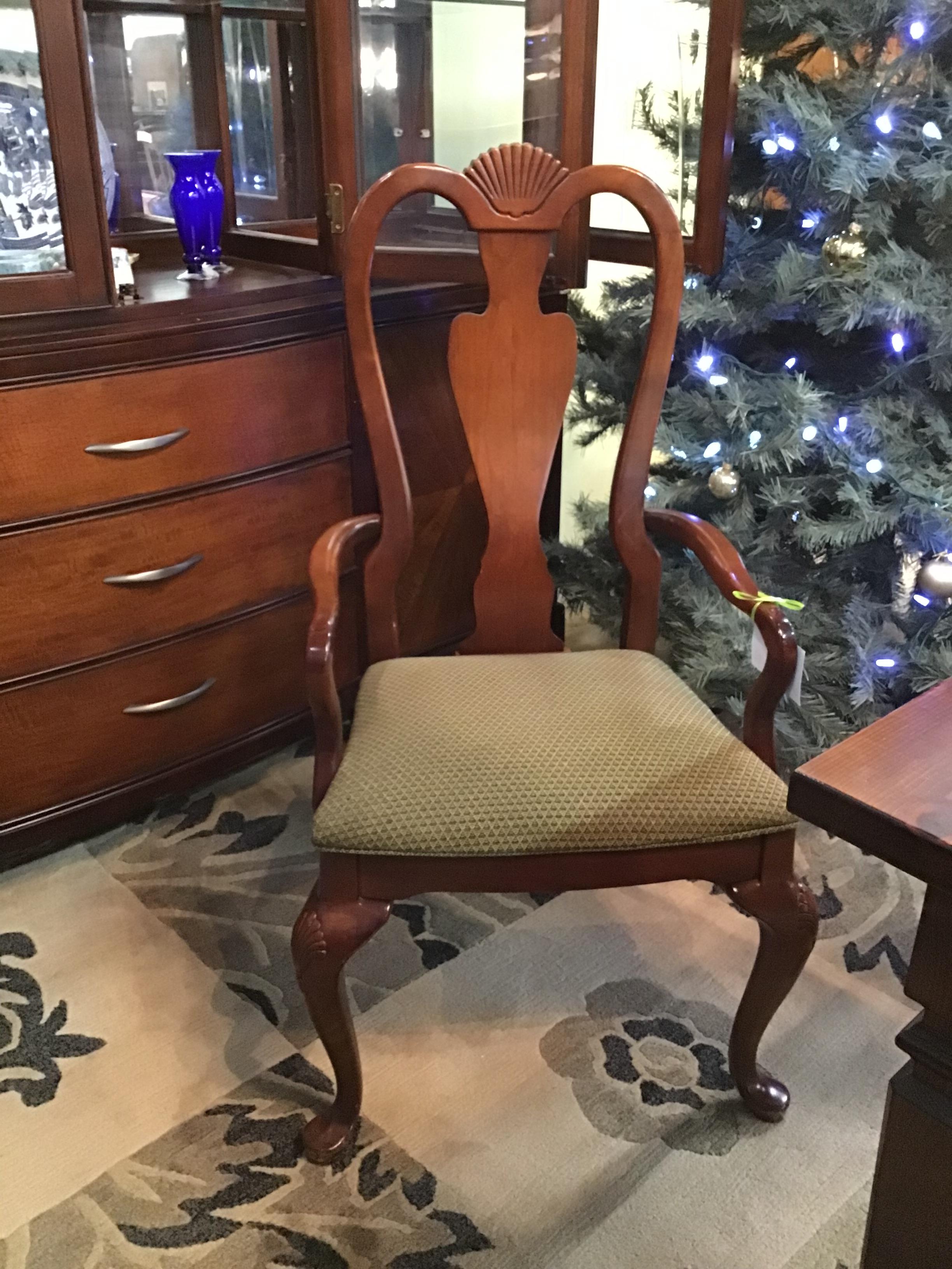 Drk. Wood/ Green Dining (Arm) Chair