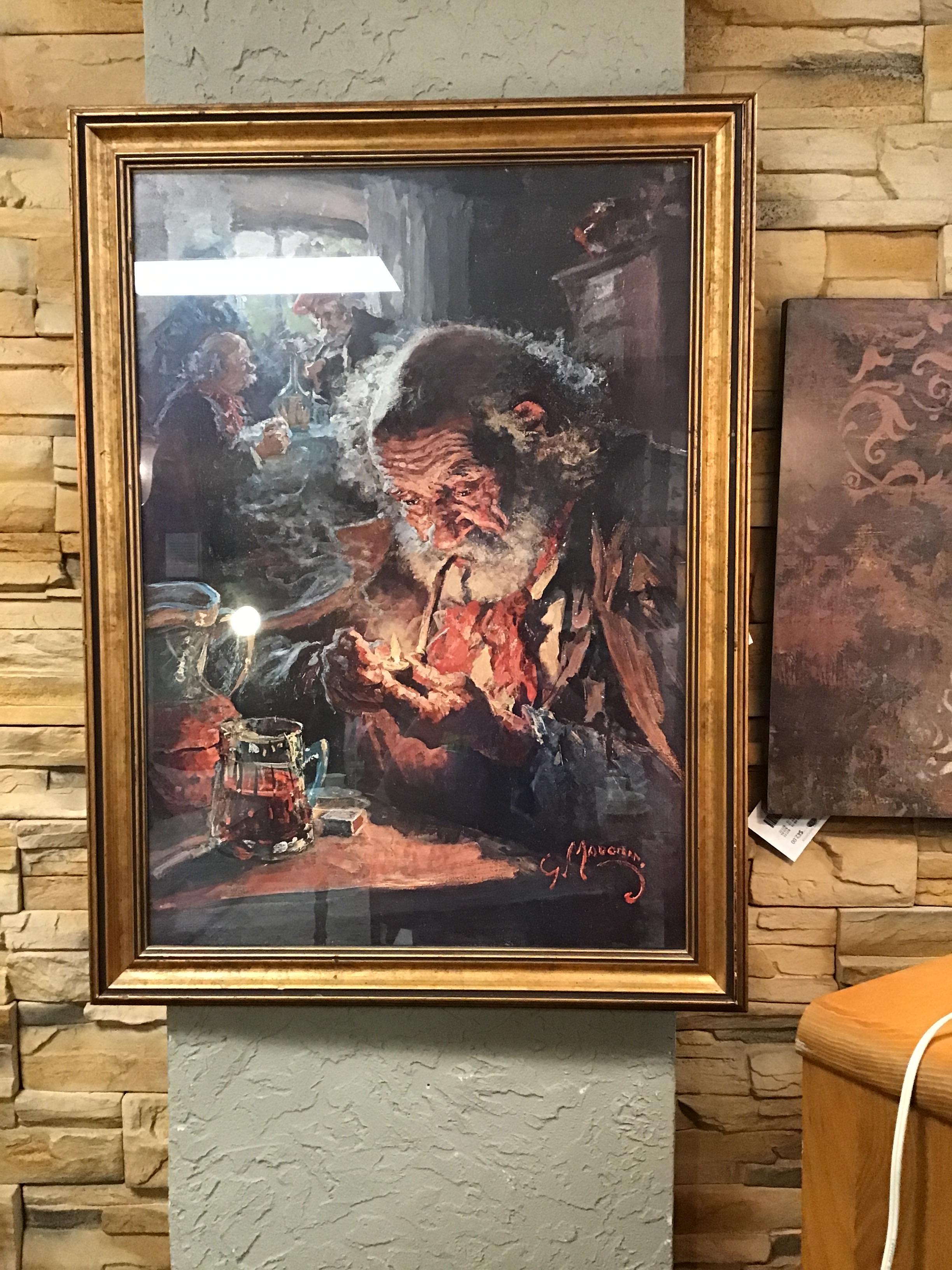 Old Man Smoking Pipe Artwork