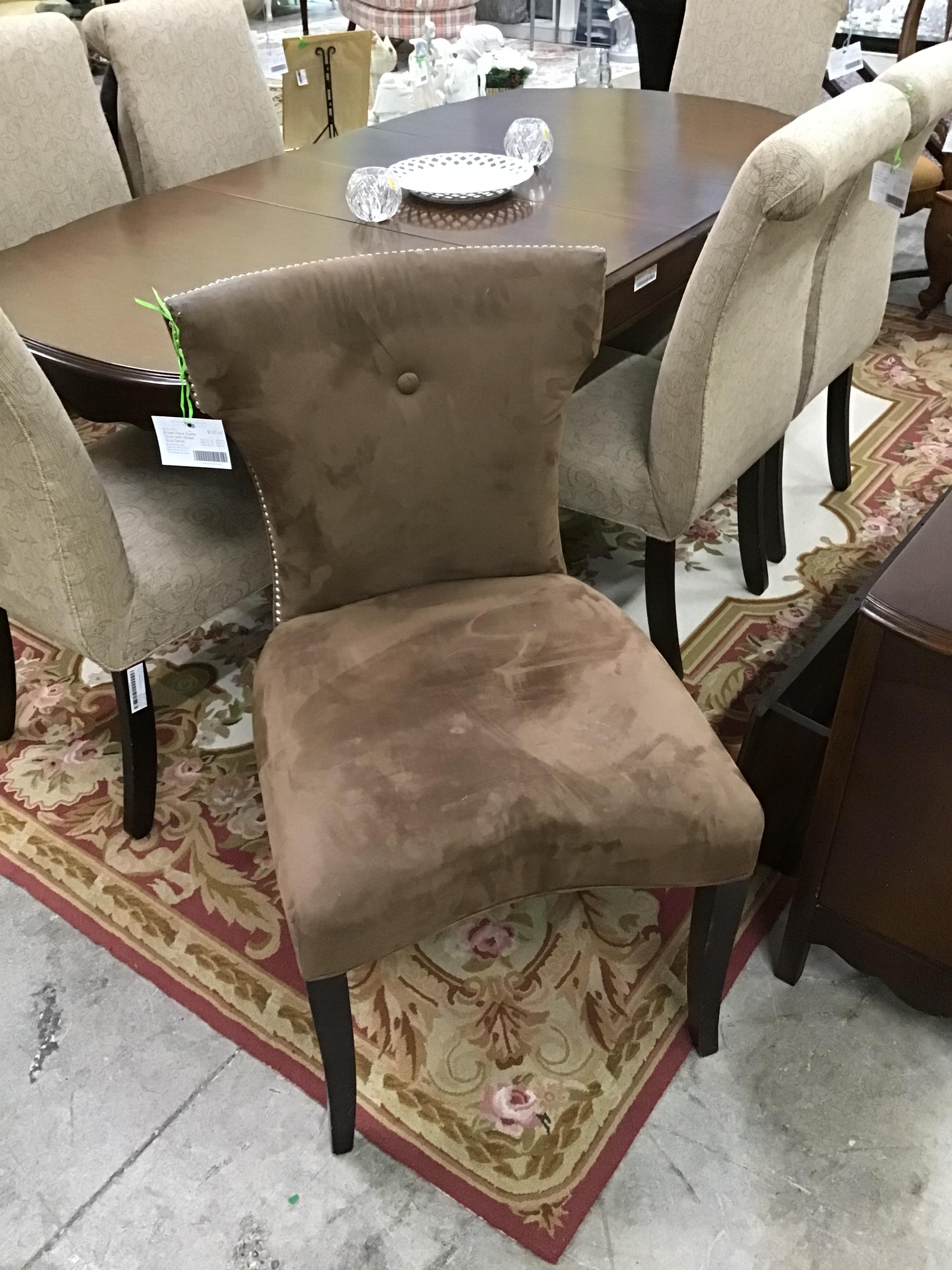 Brown Faux Suede Chair with Nickel Stud Detail