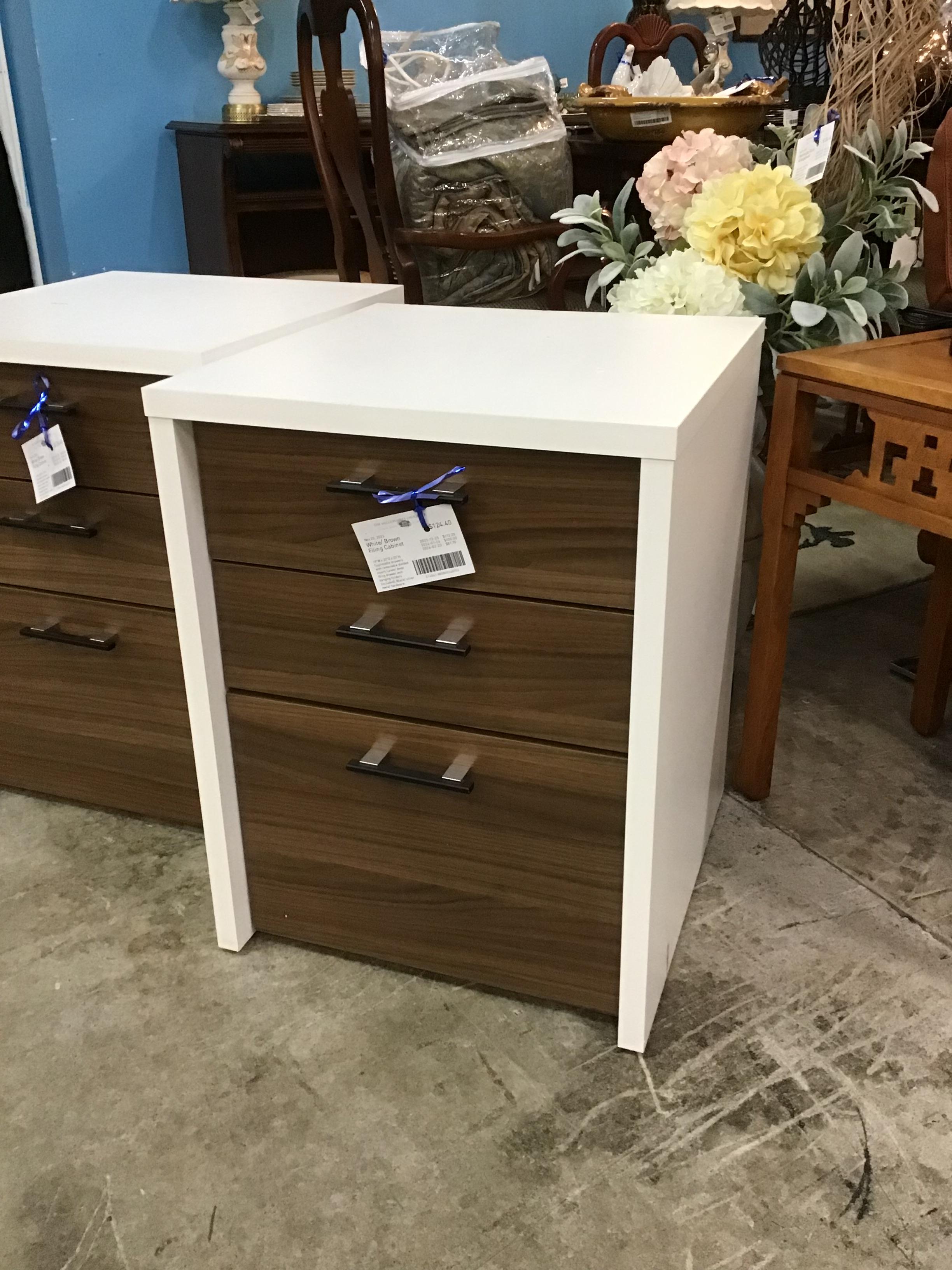 White/ Brown Filing Cabinet