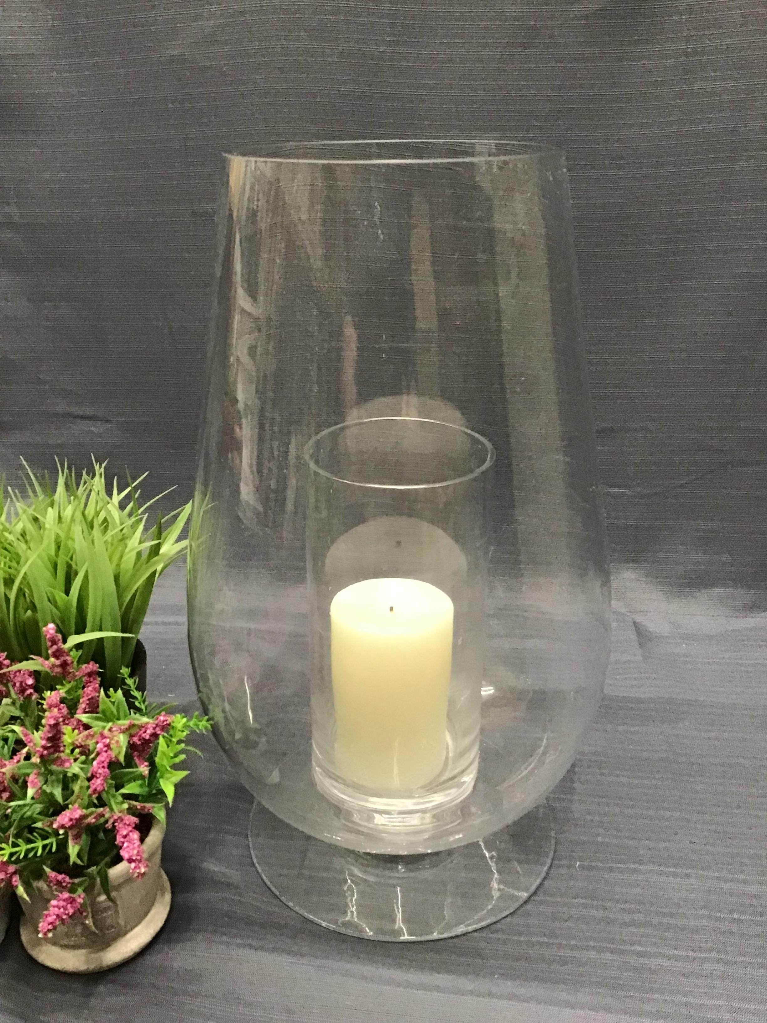 Double-Wall Glass Hurricane Candle Holder