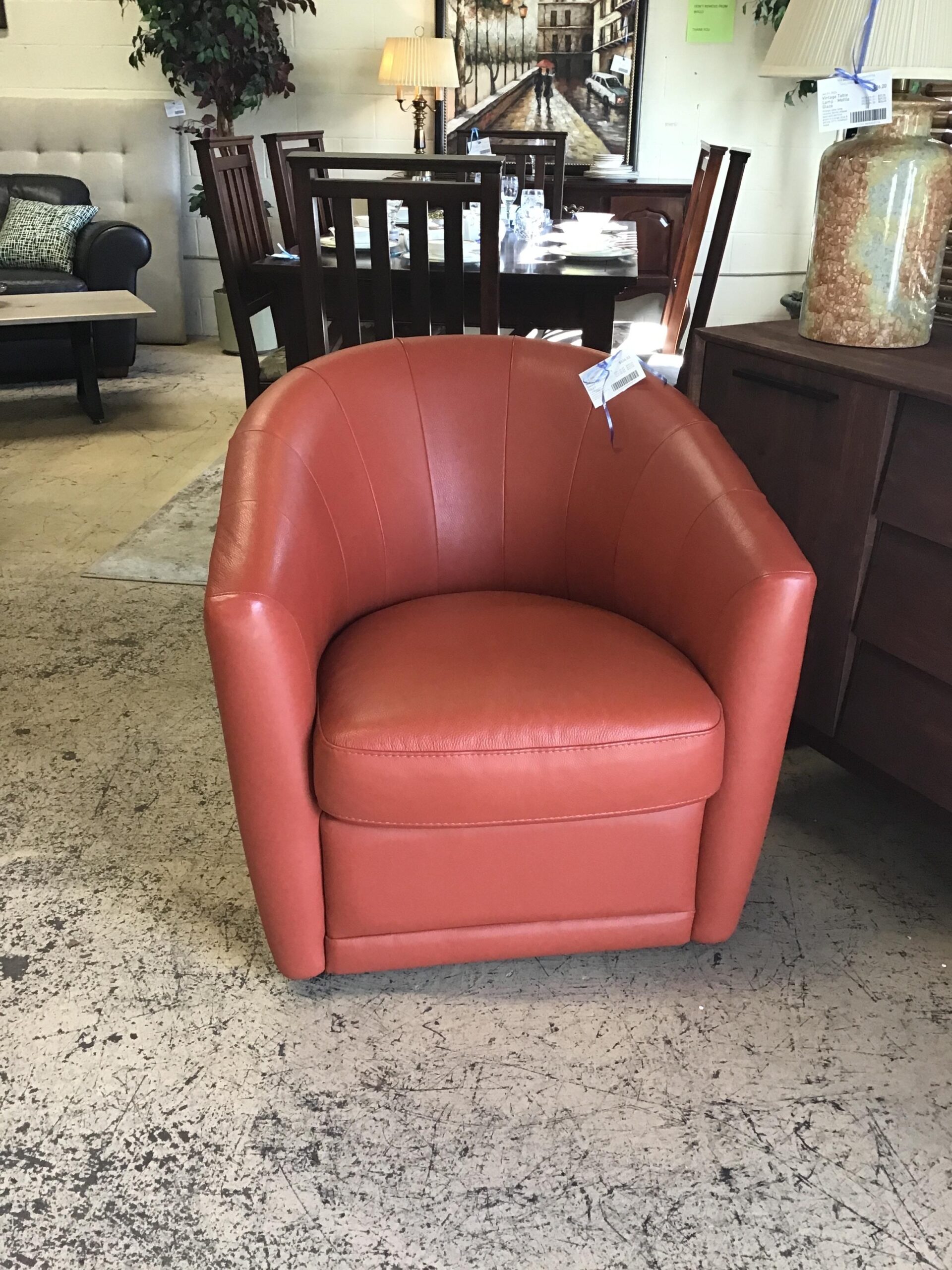 Natuzzi “Giada” Swivel Leather Chair