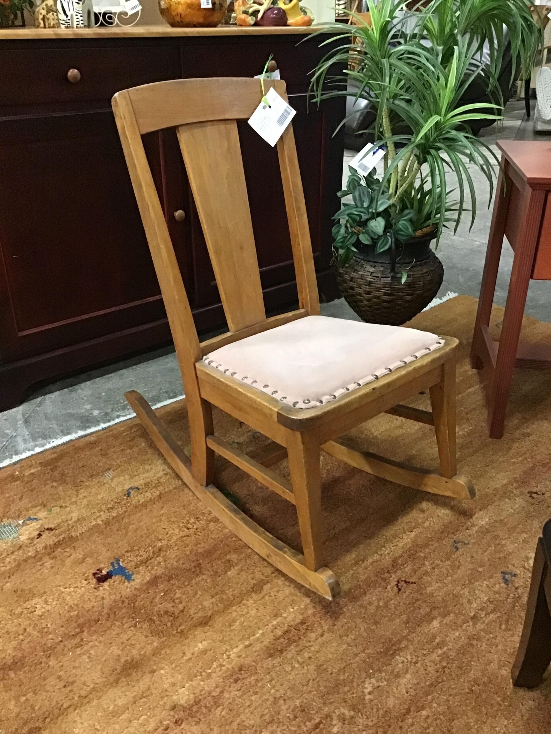 Sm. Vintage Wooden/ Pink Rocking Chair