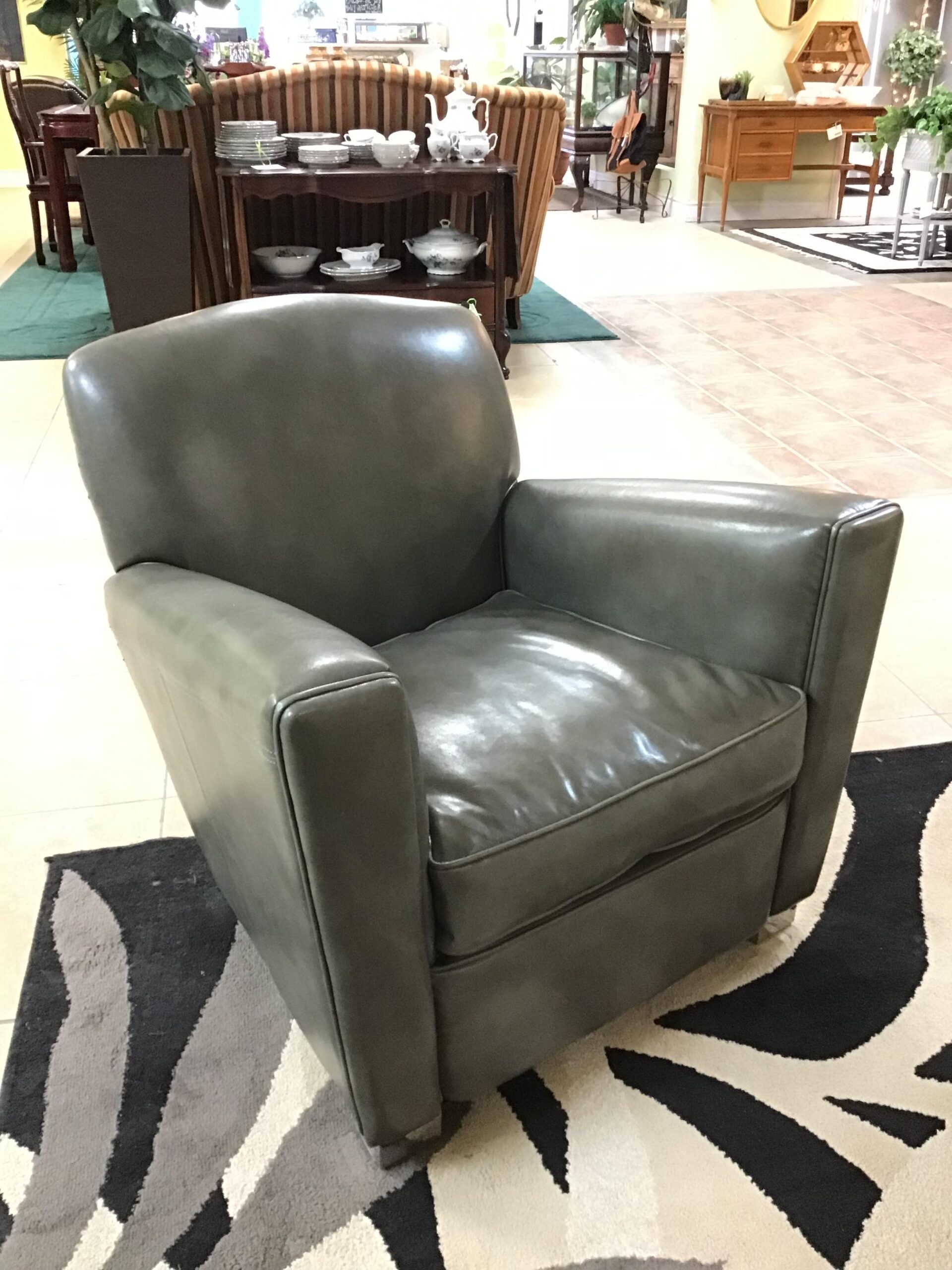 SUNPAN Grey Leather Club (Arm) Chair