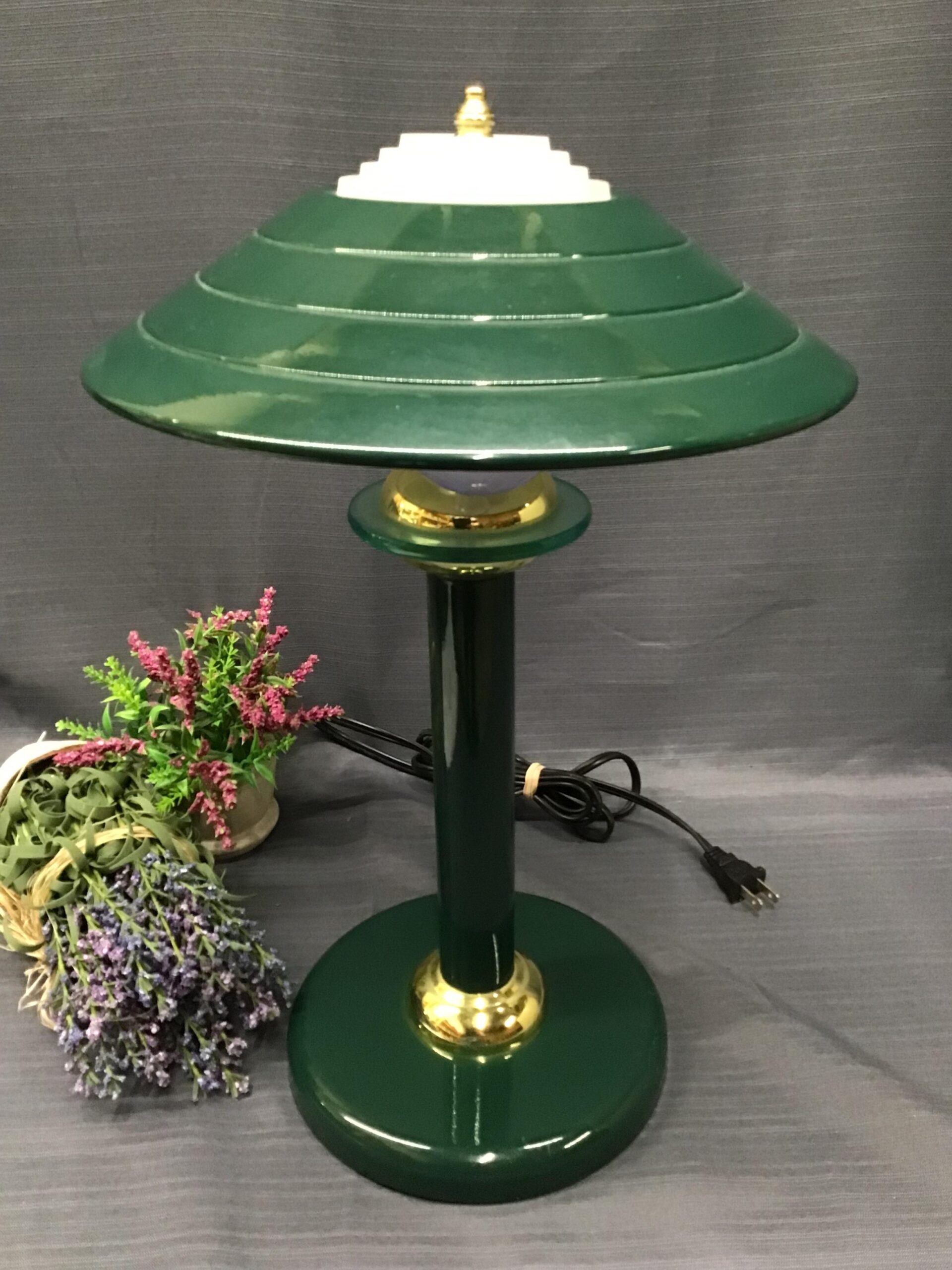 Green Metal/ Brass Lamp