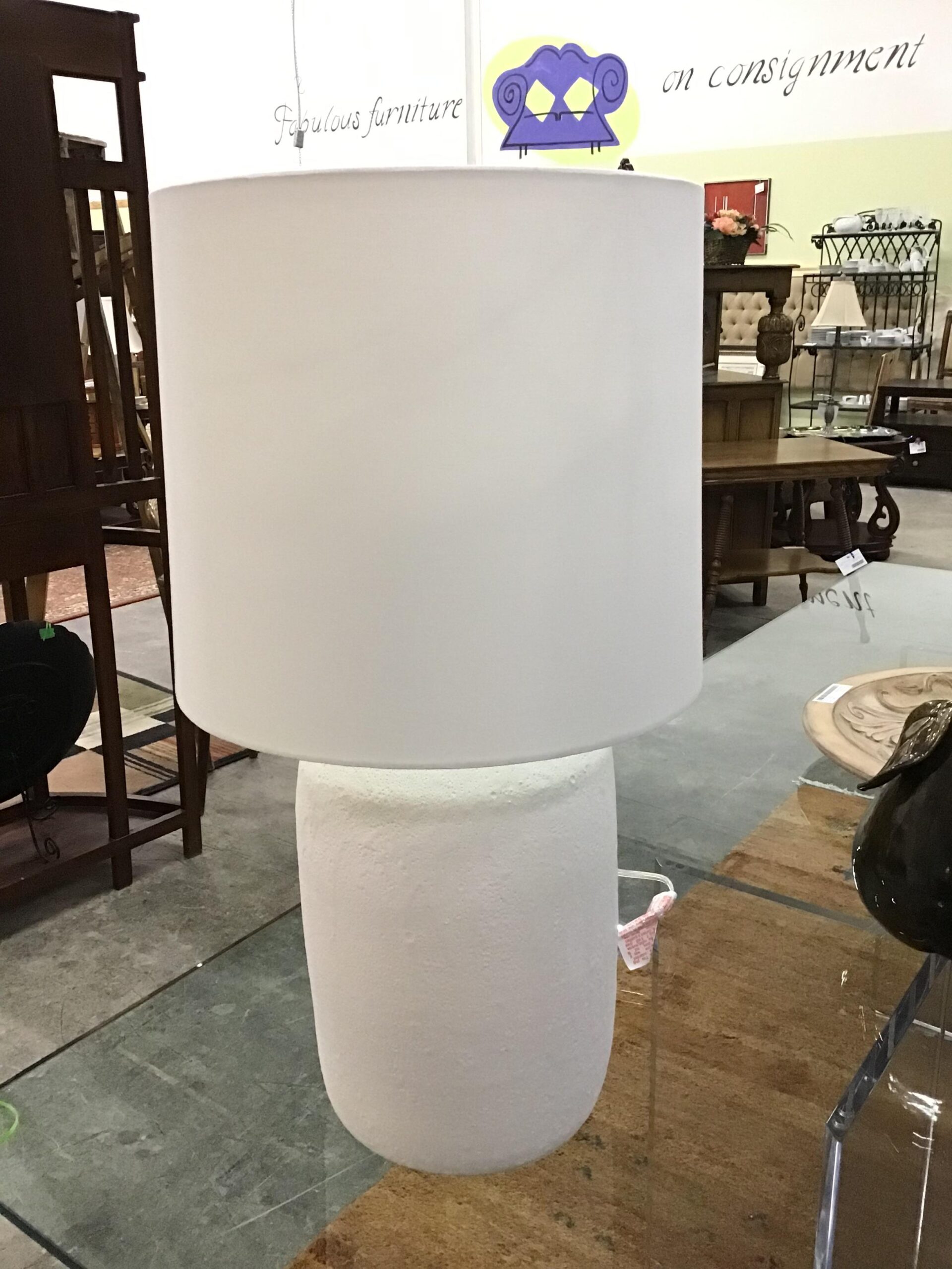 Lg. Rustic White Ceramic Lamp