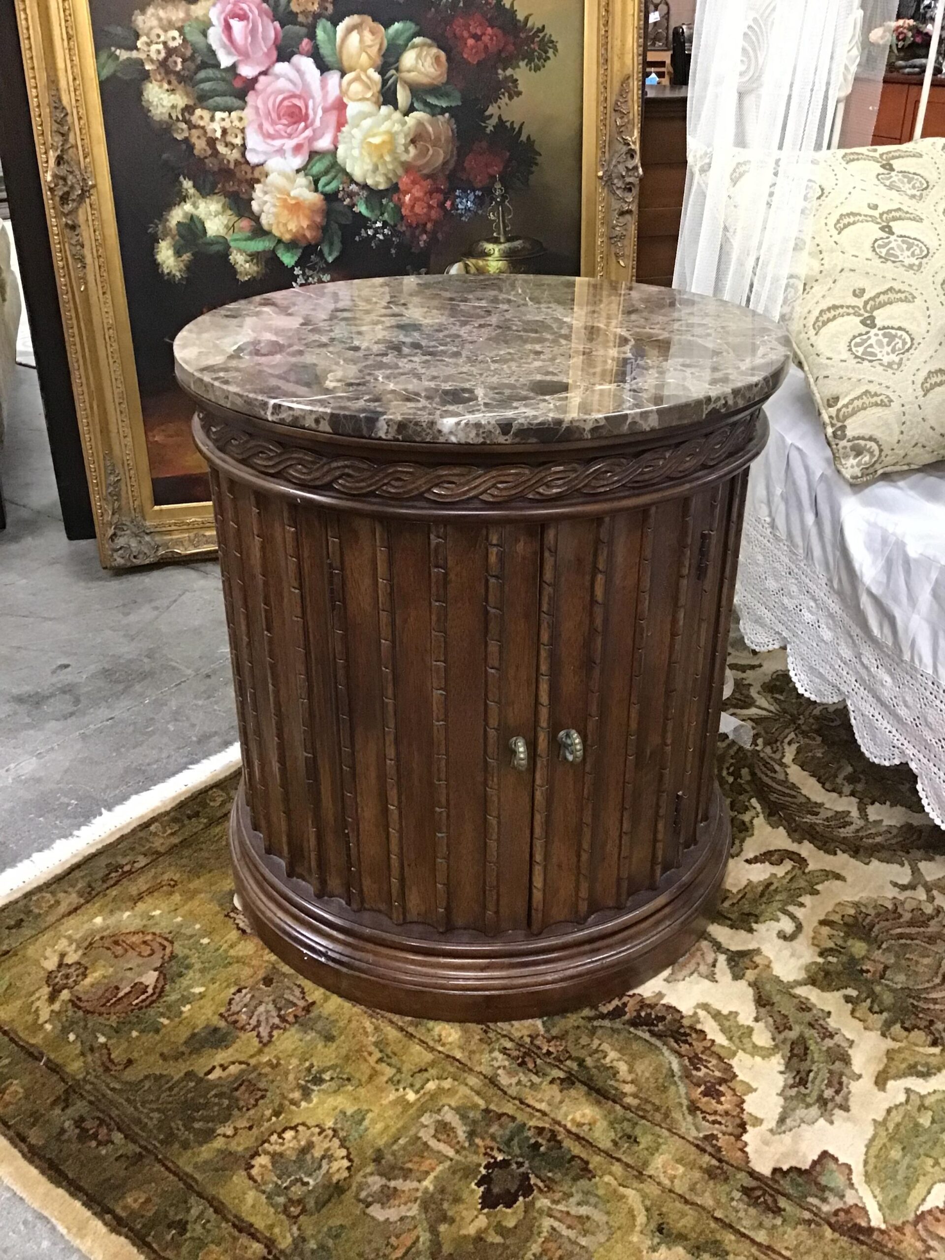 Brown Marble Top Side Table