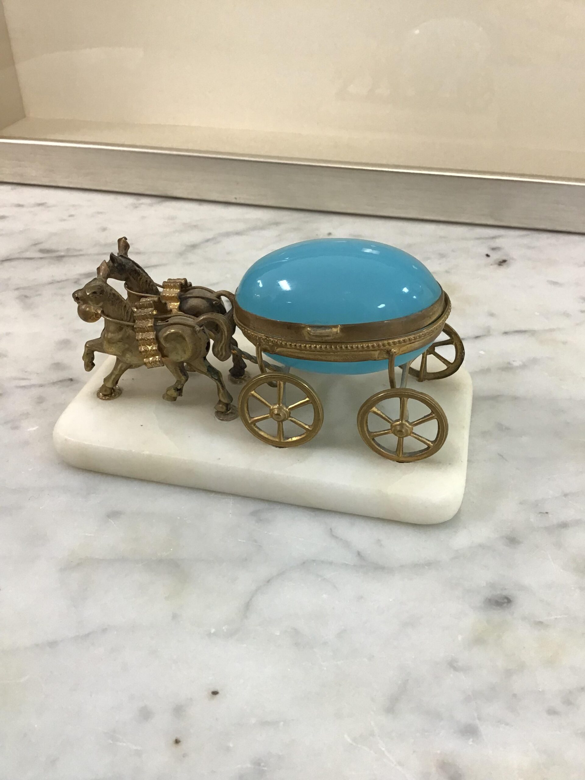 Antique Blue Opaline Egg Carriage