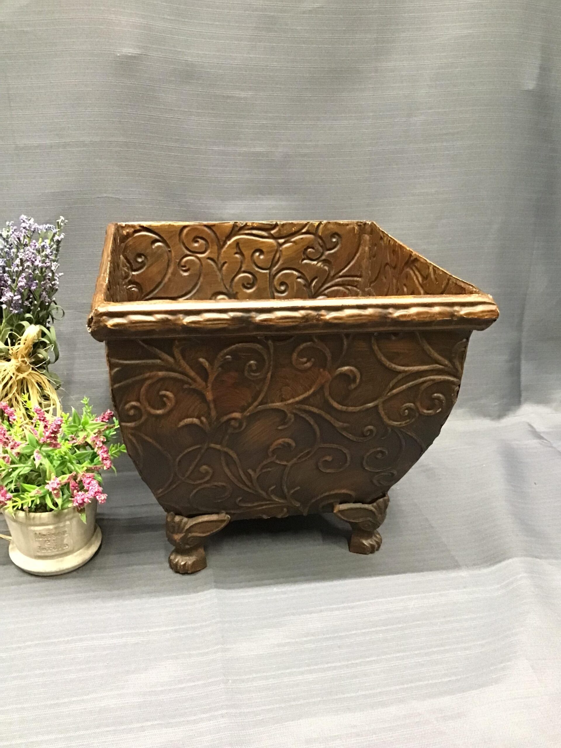 Brown Metal Footed Planter