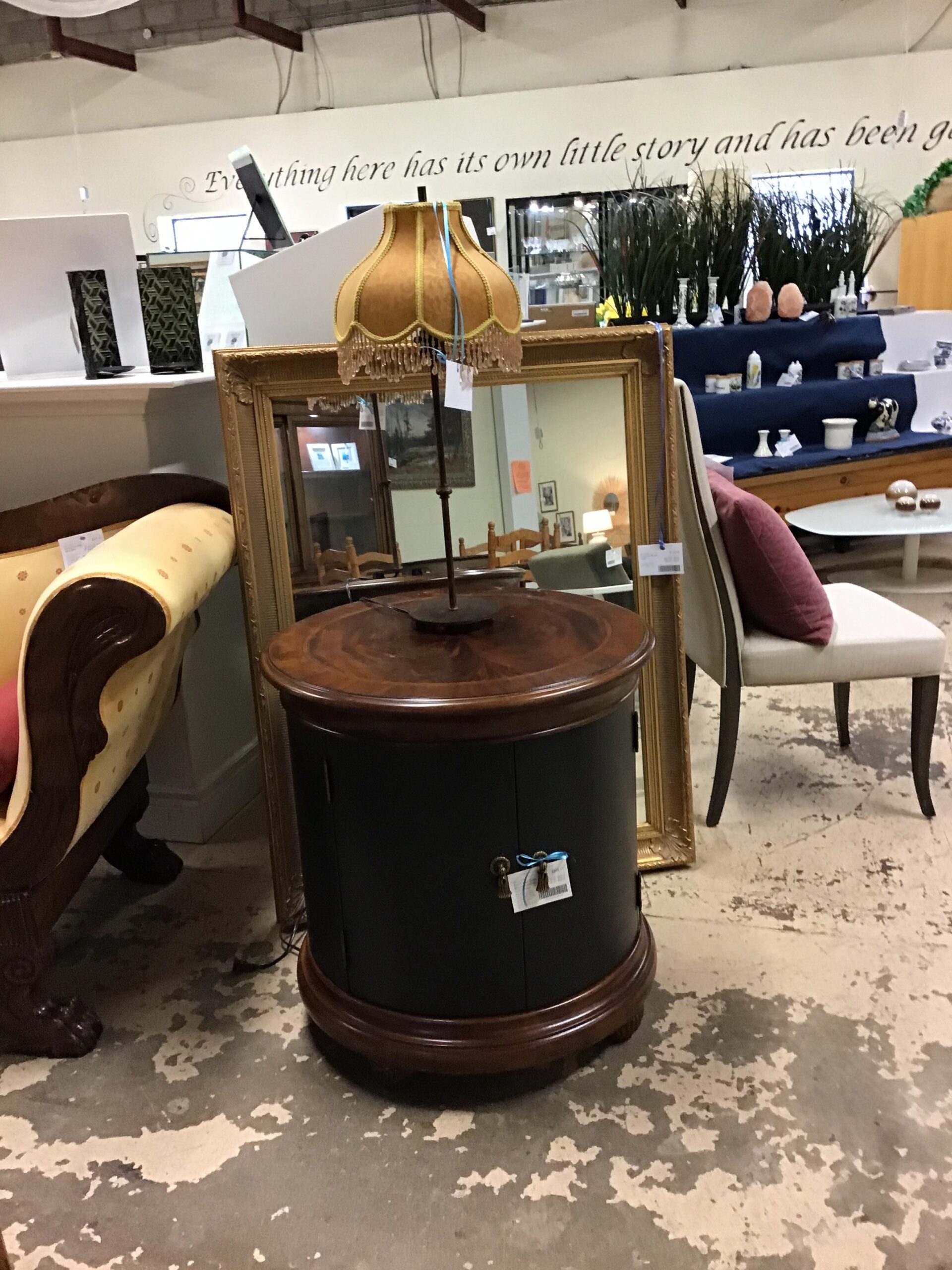American Drew Round Leather Commode