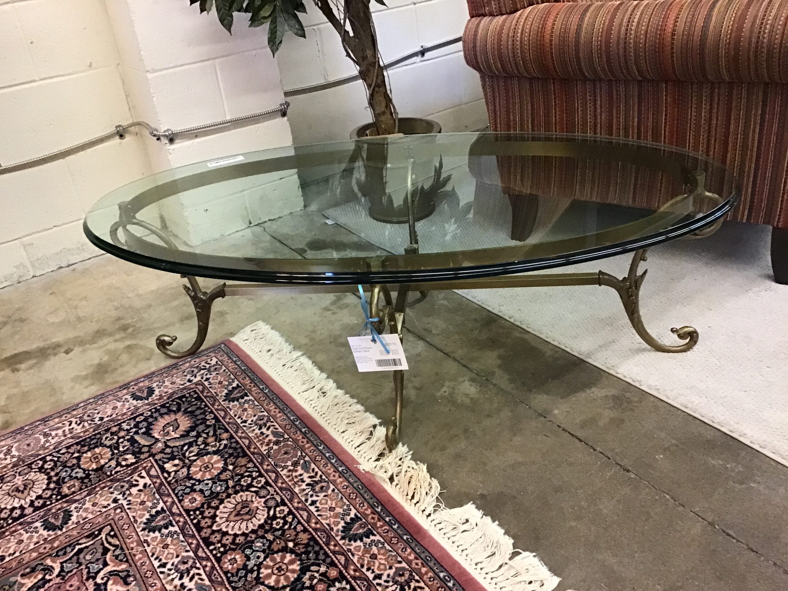 Oval Iron/Glass Coffee Table