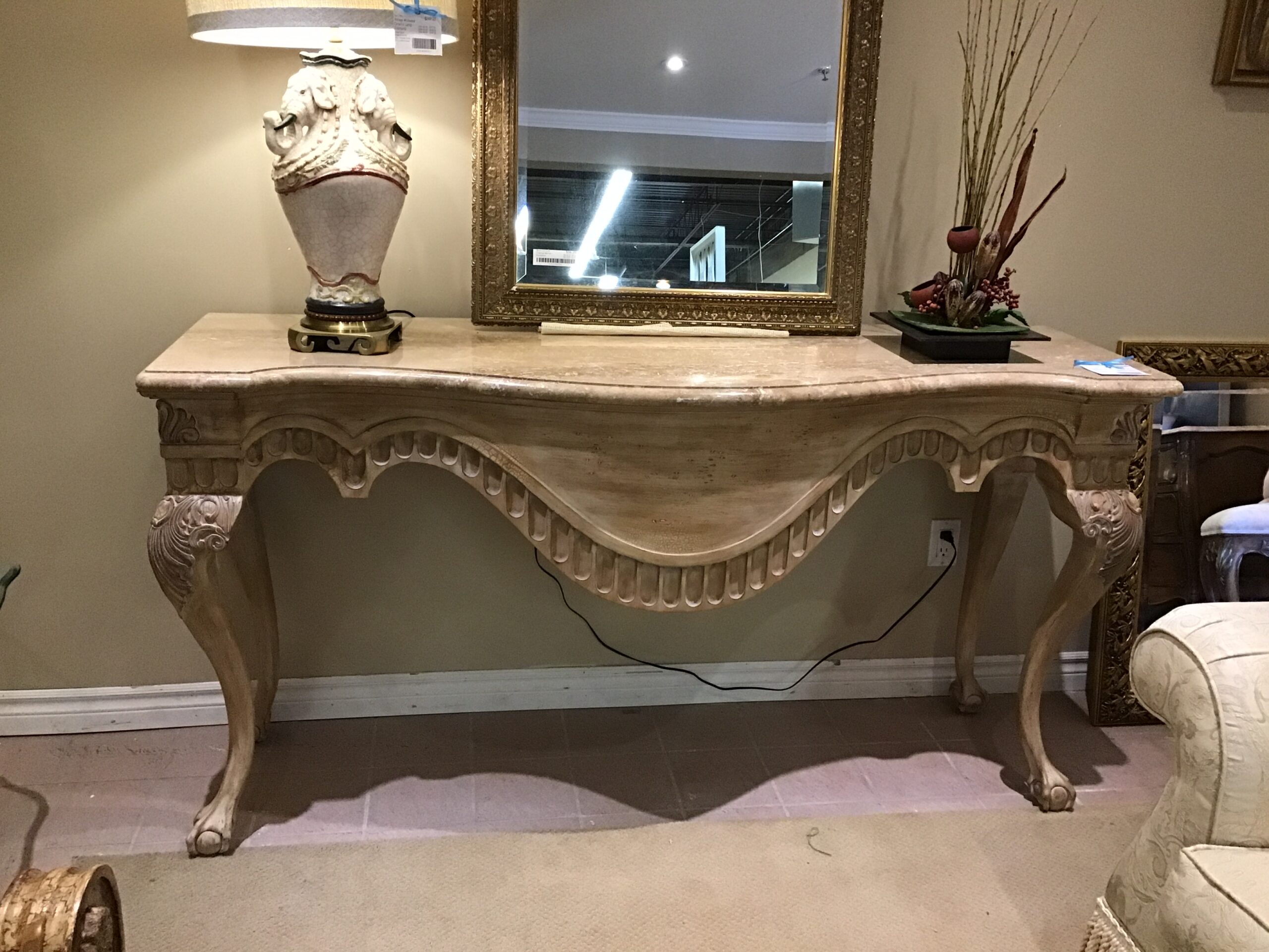 Marble Top Ornate Console